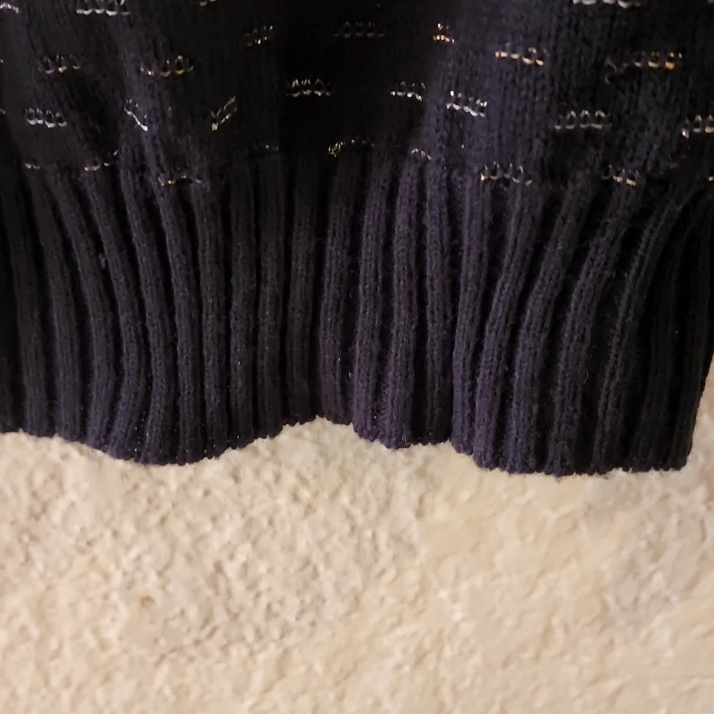 Vintage "Beverly Golderg Style" Acrylic Long Sleeve Metallic/Black Sweater - Picture 6 of 8